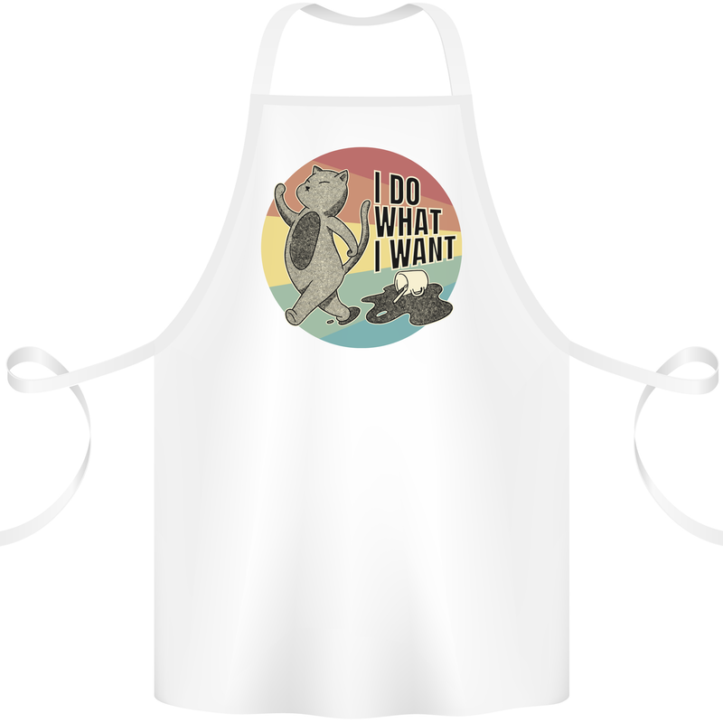 Cat I Do What I Want Funny Coffee Cotton Apron 100% Organic White