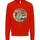 Cat I Do What I Want Funny Coffee Kids Sweatshirt Jumper Bright Red