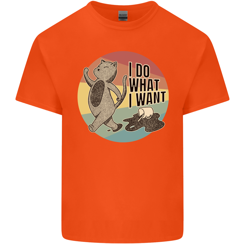 Cat I Do What I Want Funny Coffee Kids T-Shirt Childrens Orange