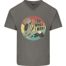 Cat I Do What I Want Funny Coffee Mens V-Neck Cotton T-Shirt Charcoal