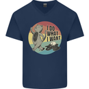 Cat I Do What I Want Funny Coffee Mens V-Neck Cotton T-Shirt Navy Blue