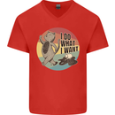 Cat I Do What I Want Funny Coffee Mens V-Neck Cotton T-Shirt Red