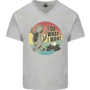 Cat I Do What I Want Funny Coffee Mens V-Neck Cotton T-Shirt Sports Grey