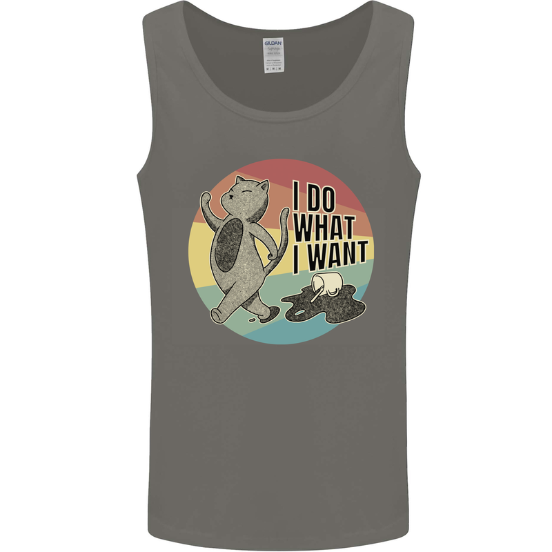 Cat I Do What I Want Funny Coffee Mens Vest Tank Top Charcoal