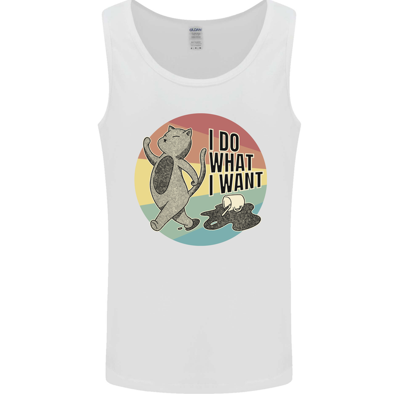 Cat I Do What I Want Funny Coffee Mens Vest Tank Top White