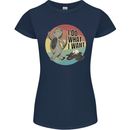 Cat I Do What I Want Funny Coffee Womens Petite Cut T-Shirt Navy Blue