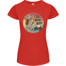 Cat I Do What I Want Funny Coffee Womens Petite Cut T-Shirt Red