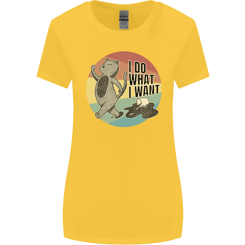 Cat I Do What I Want Funny Coffee Womens Wider Cut T-Shirt Yellow