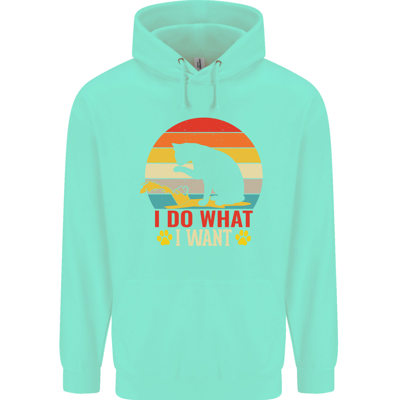 Cat I Do What I Want Funny Kitten Lover Childrens Kids Hoodie Peppermint
