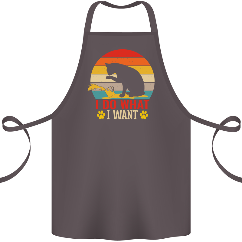 Cat I Do What I Want Funny Kitten Lover Cotton Apron 100% Organic Dark Grey