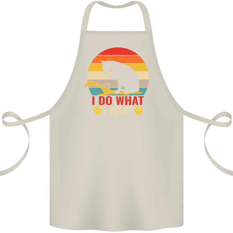 Cat I Do What I Want Funny Kitten Lover Cotton Apron 100% Organic Natural