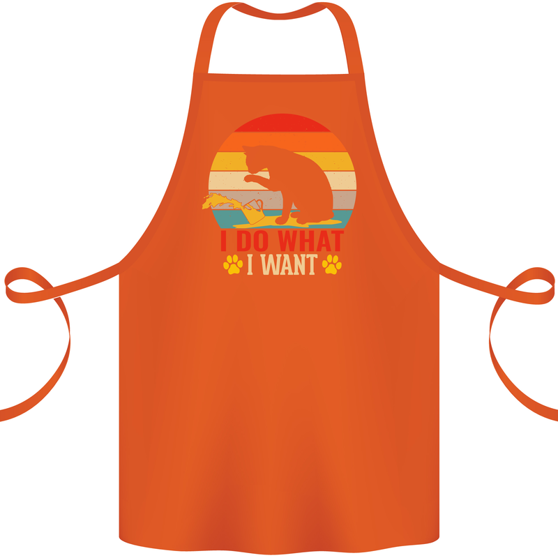 Cat I Do What I Want Funny Kitten Lover Cotton Apron 100% Organic Orange