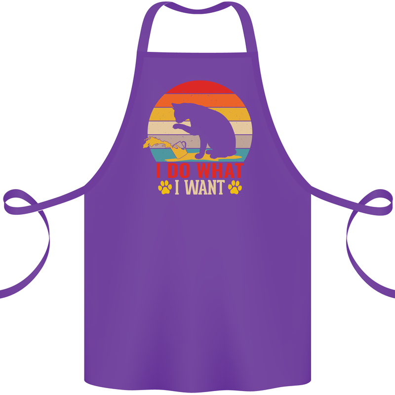 Cat I Do What I Want Funny Kitten Lover Cotton Apron 100% Organic Purple