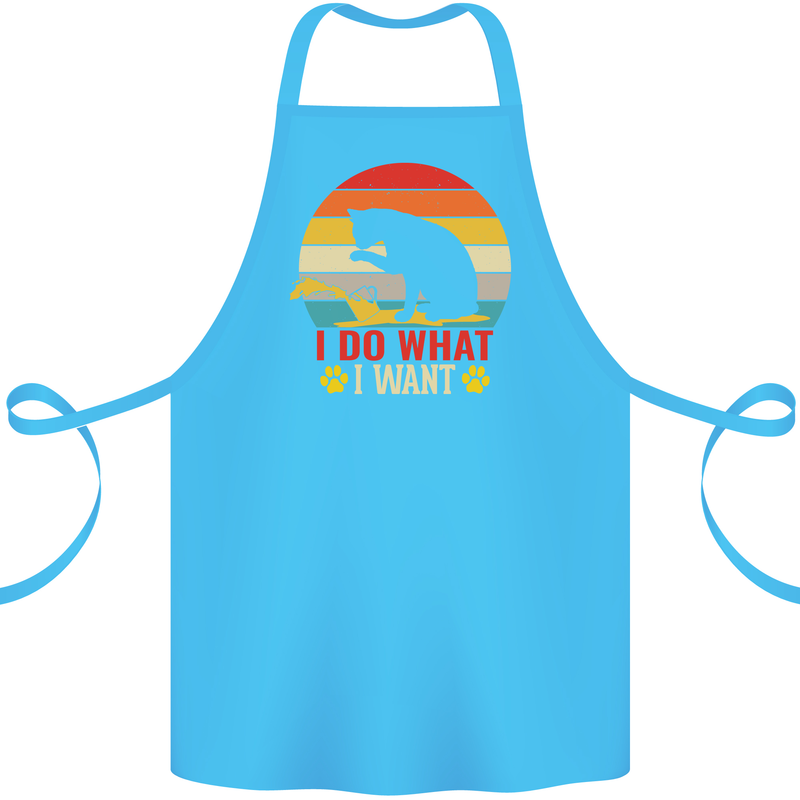 Cat I Do What I Want Funny Kitten Lover Cotton Apron 100% Organic Turquoise