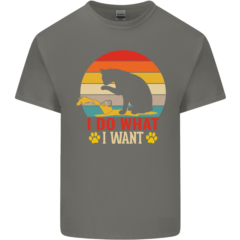 Cat I Do What I Want Funny Kitten Lover Kids T-Shirt Childrens Charcoal