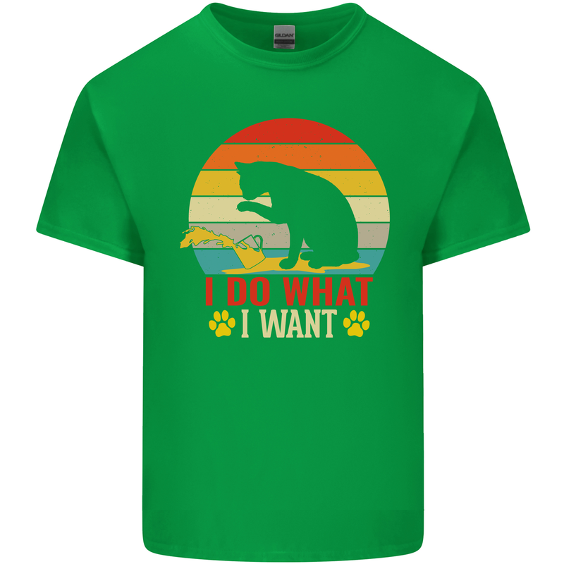 Cat I Do What I Want Funny Kitten Lover Kids T-Shirt Childrens Irish Green