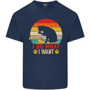 Cat I Do What I Want Funny Kitten Lover Kids T-Shirt Childrens Navy Blue