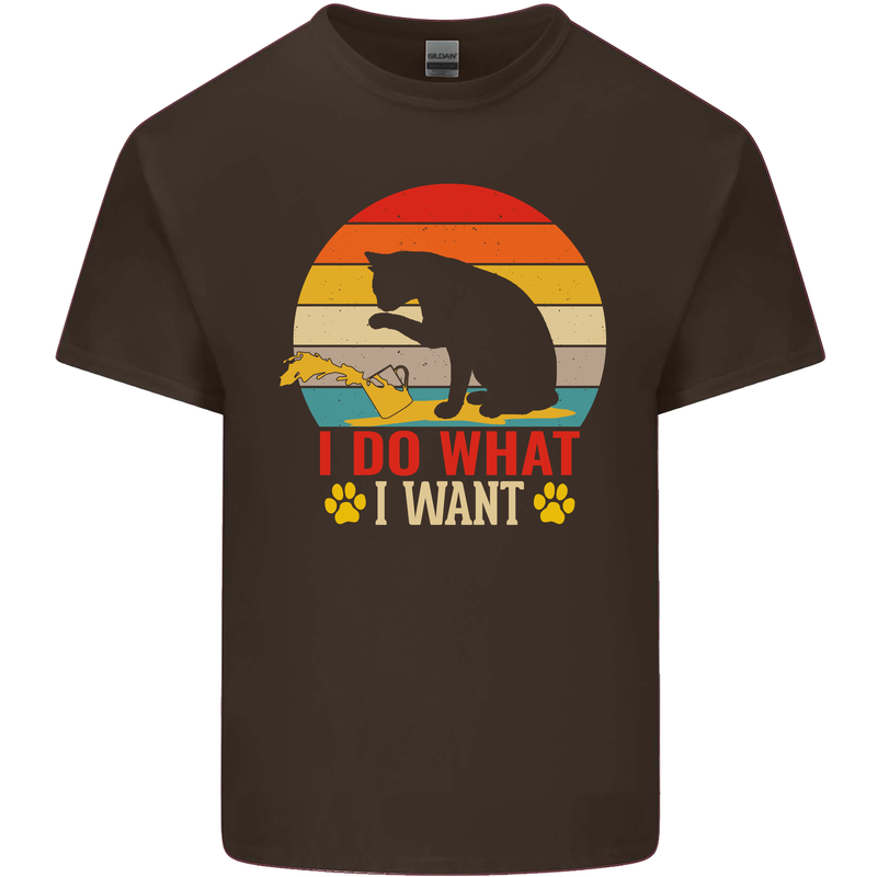 Cat I Do What I Want Funny Kitten Lover Mens Cotton T-Shirt Tee Top Dark Chocolate