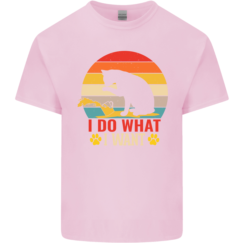 Cat I Do What I Want Funny Kitten Lover Mens Cotton T-Shirt Tee Top Light Pink