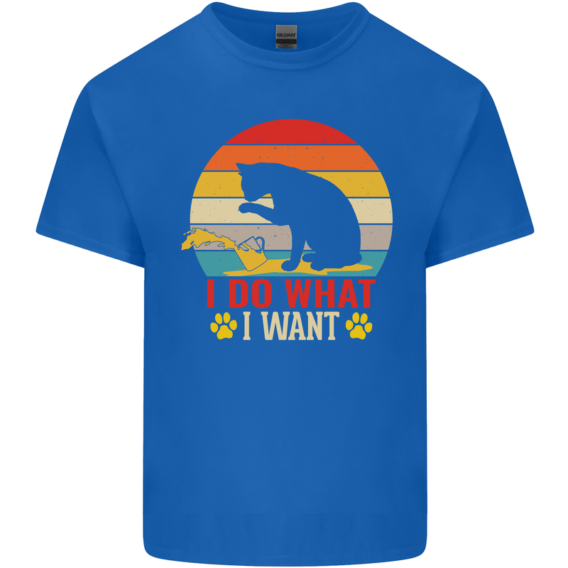 Cat I Do What I Want Funny Kitten Lover Mens Cotton T-Shirt Tee Top Royal Blue