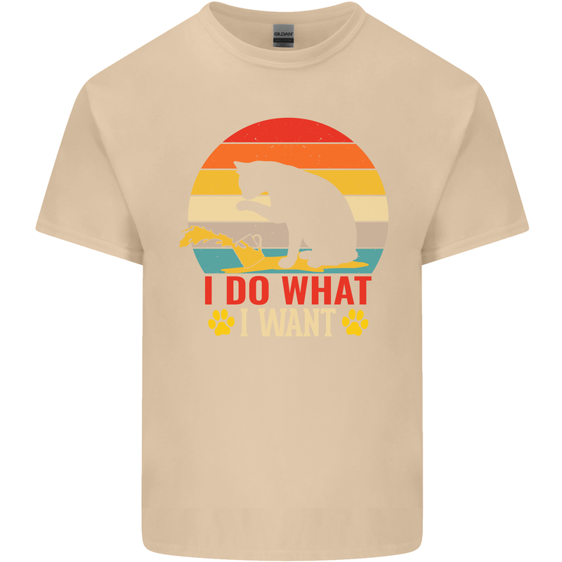 Cat I Do What I Want Funny Kitten Lover Mens Cotton T-Shirt Tee Top Sand