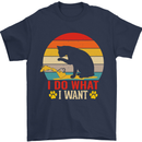 Cat I Do What I Want Funny Kitten Lover Mens T-Shirt Cotton Gildan Navy Blue