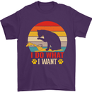 Cat I Do What I Want Funny Kitten Lover Mens T-Shirt Cotton Gildan Purple