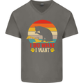 Cat I Do What I Want Funny Kitten Lover Mens V-Neck Cotton T-Shirt Charcoal