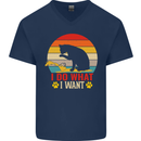 Cat I Do What I Want Funny Kitten Lover Mens V-Neck Cotton T-Shirt Navy Blue