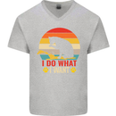 Cat I Do What I Want Funny Kitten Lover Mens V-Neck Cotton T-Shirt Sports Grey