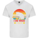 Cat I Do What I Want Funny Kitten Lover Mens V-Neck Cotton T-Shirt White
