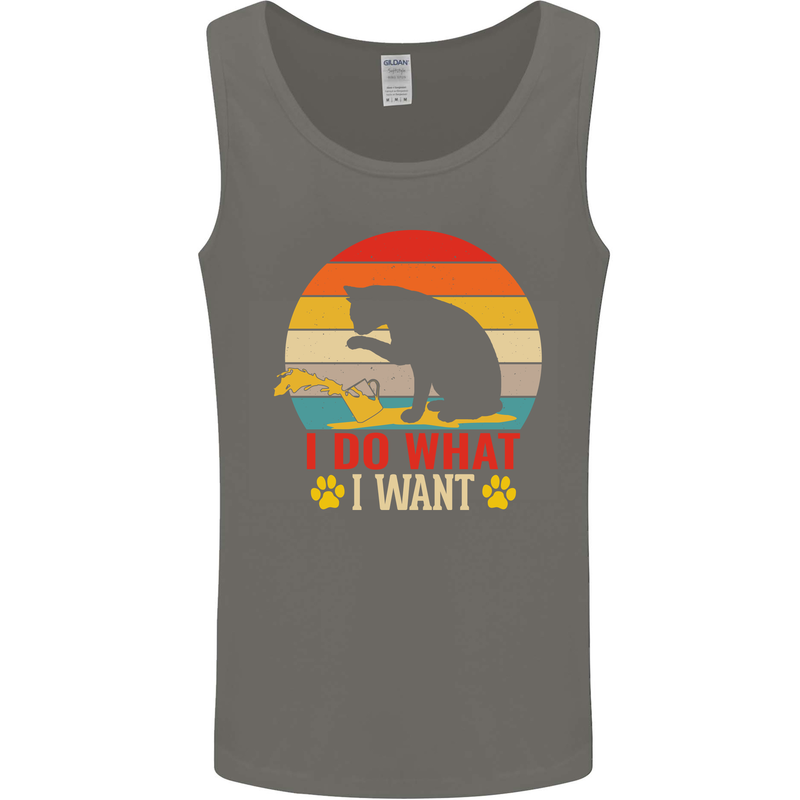 Cat I Do What I Want Funny Kitten Lover Mens Vest Tank Top Charcoal