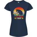 Cat I Do What I Want Funny Kitten Lover Womens Petite Cut T-Shirt Navy Blue