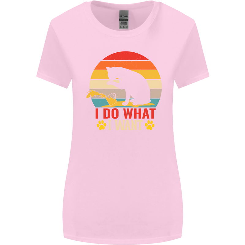 Cat I Do What I Want Funny Kitten Lover Womens Wider Cut T-Shirt Light Pink