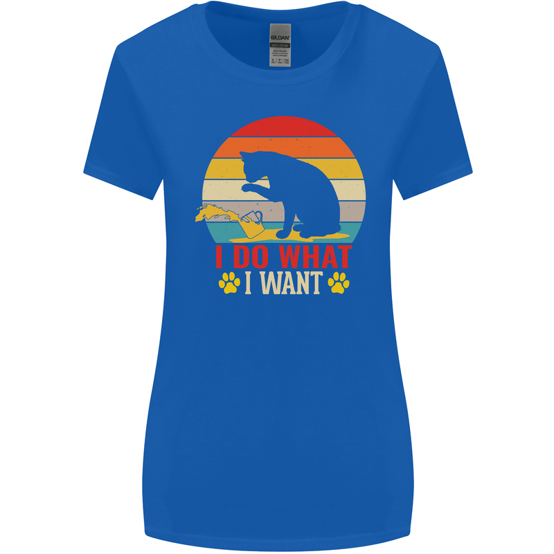 Cat I Do What I Want Funny Kitten Lover Womens Wider Cut T-Shirt Royal Blue