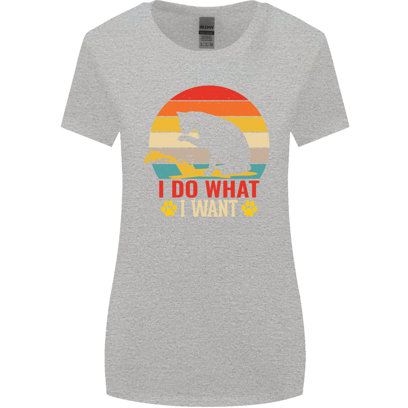 Cat I Do What I Want Funny Kitten Lover Womens Wider Cut T-Shirt Sports Grey