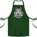 Cat I Need Coffee Right Meow Funny Cotton Apron 100% Organic Forest Green