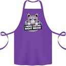 Cat I Need Coffee Right Meow Funny Cotton Apron 100% Organic Purple