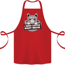 Cat I Need Coffee Right Meow Funny Cotton Apron 100% Organic Red