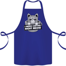 Cat I Need Coffee Right Meow Funny Cotton Apron 100% Organic Royal Blue