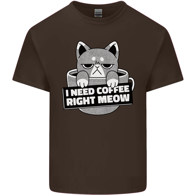 Cat I Need Coffee Right Meow Funny Kids T-Shirt Childrens Chocolate