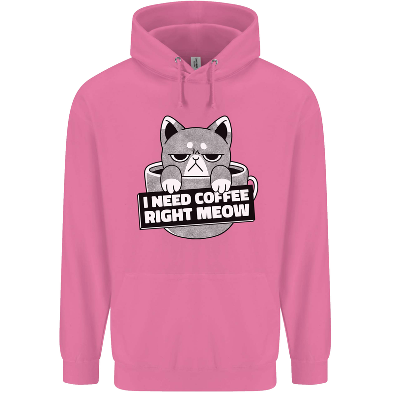 Cat I Need Coffee Right Meow Funny Mens 80% Cotton Hoodie Azelea