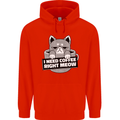 Cat I Need Coffee Right Meow Funny Mens 80% Cotton Hoodie Bright Red