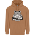 Cat I Need Coffee Right Meow Funny Mens 80% Cotton Hoodie Caramel Latte