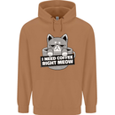 Cat I Need Coffee Right Meow Funny Mens 80% Cotton Hoodie Caramel Latte