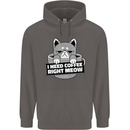 Cat I Need Coffee Right Meow Funny Mens 80% Cotton Hoodie Charcoal