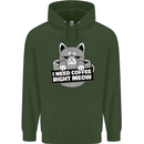 Cat I Need Coffee Right Meow Funny Mens 80% Cotton Hoodie Forest Green