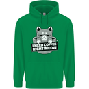 Cat I Need Coffee Right Meow Funny Mens 80% Cotton Hoodie Irish Green