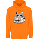 Cat I Need Coffee Right Meow Funny Mens 80% Cotton Hoodie Orange
