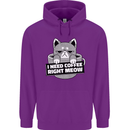 Cat I Need Coffee Right Meow Funny Mens 80% Cotton Hoodie Purple